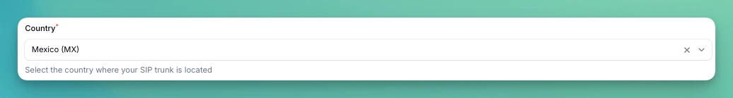 SIP Country selection