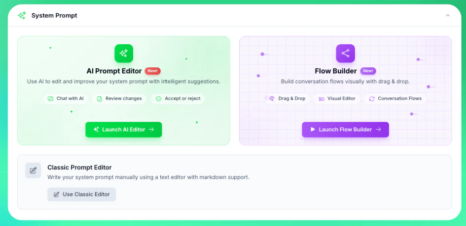 System Prompt Editing Options