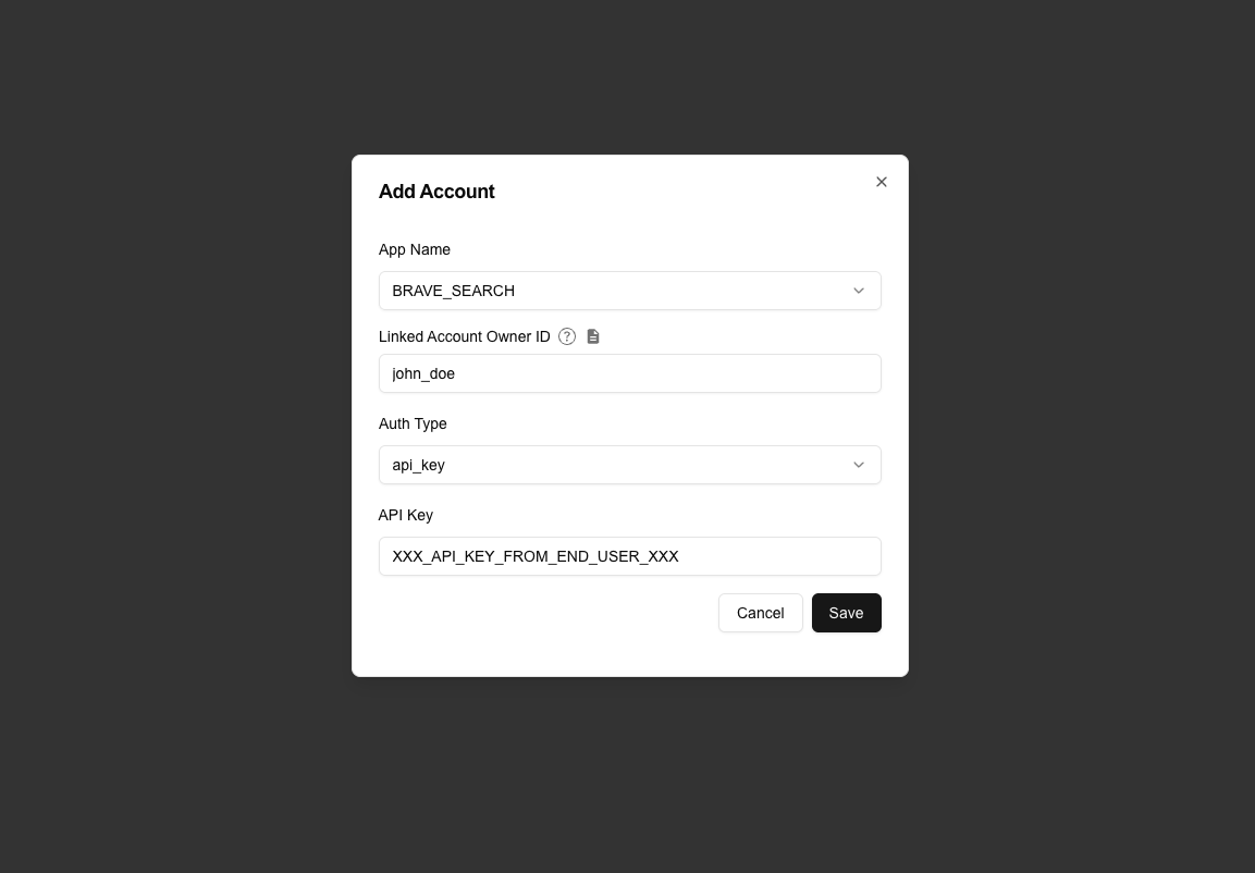 Linked Account API Key Illustration