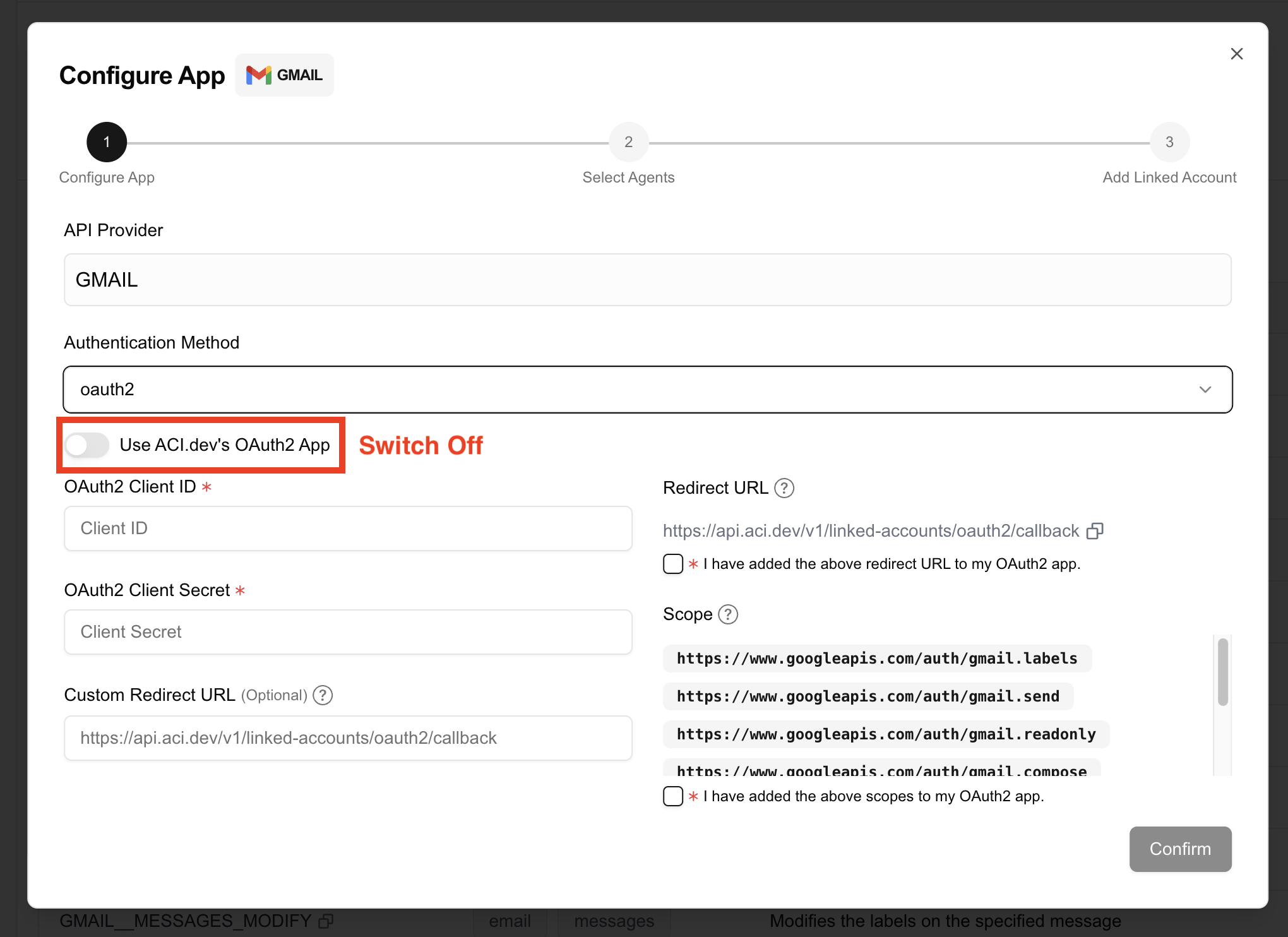Custom OAuth2 App Configuration Illustration