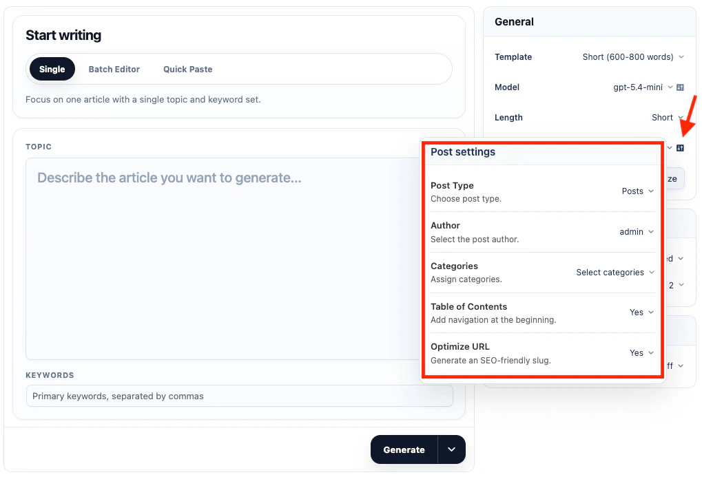 Publishing Options