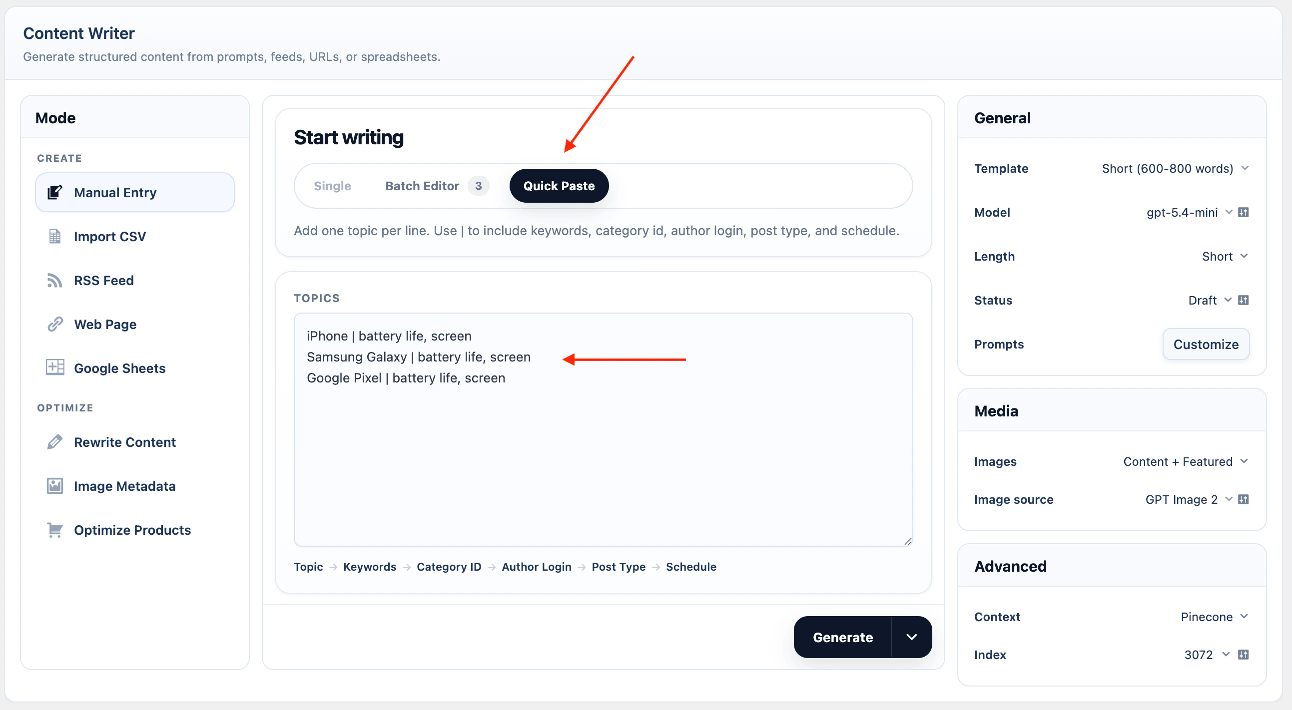 Content Writer Quick Paste