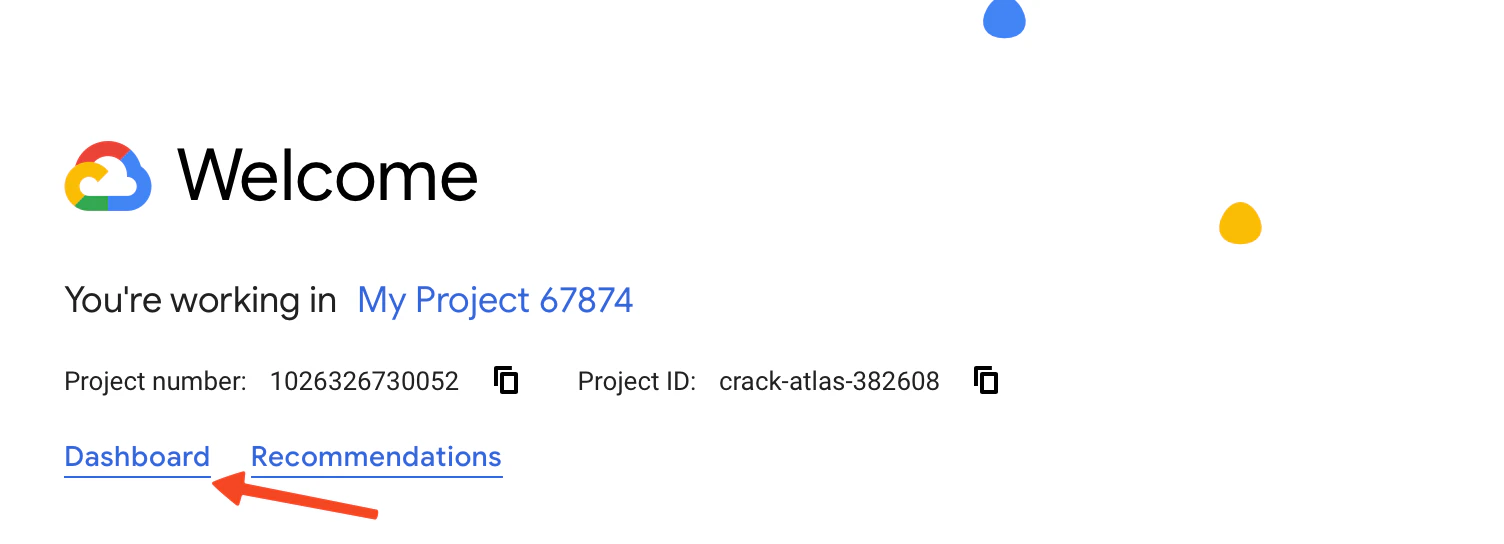 Google Cloud dashboard