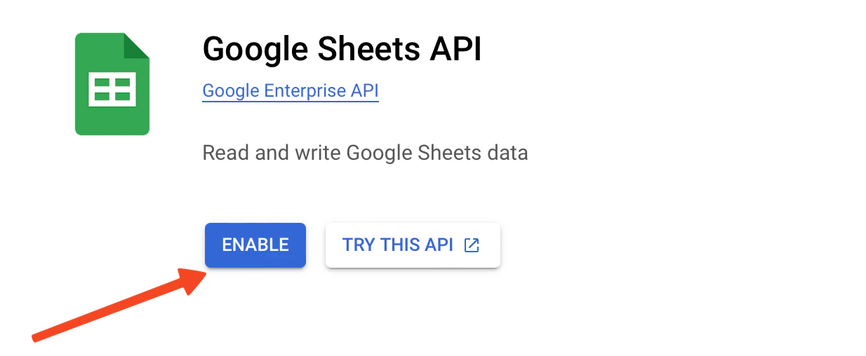 Enable Google Sheets API