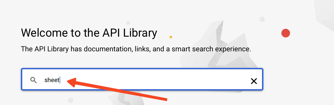 Search for Google Sheets API