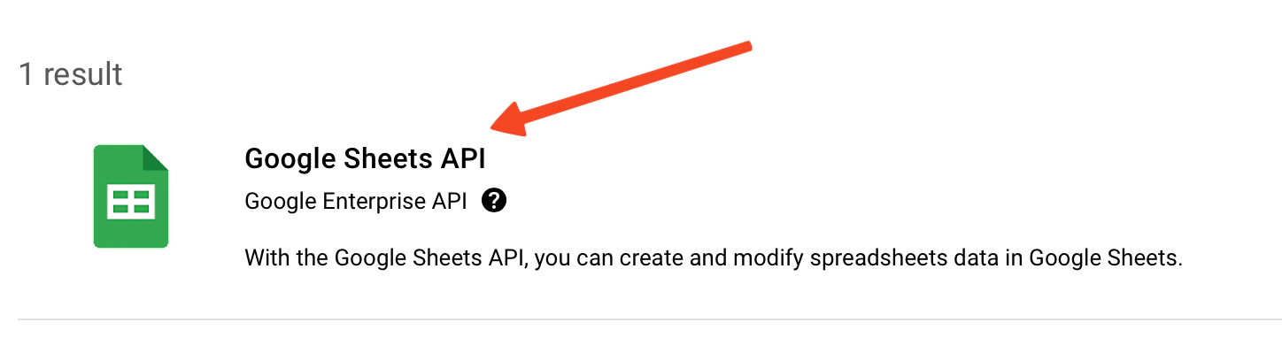Select Google Sheets API