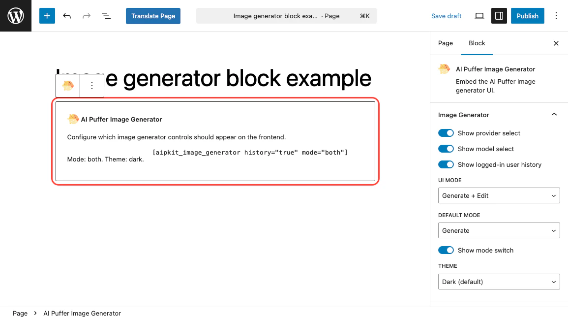 Images block in the WordPress block editor