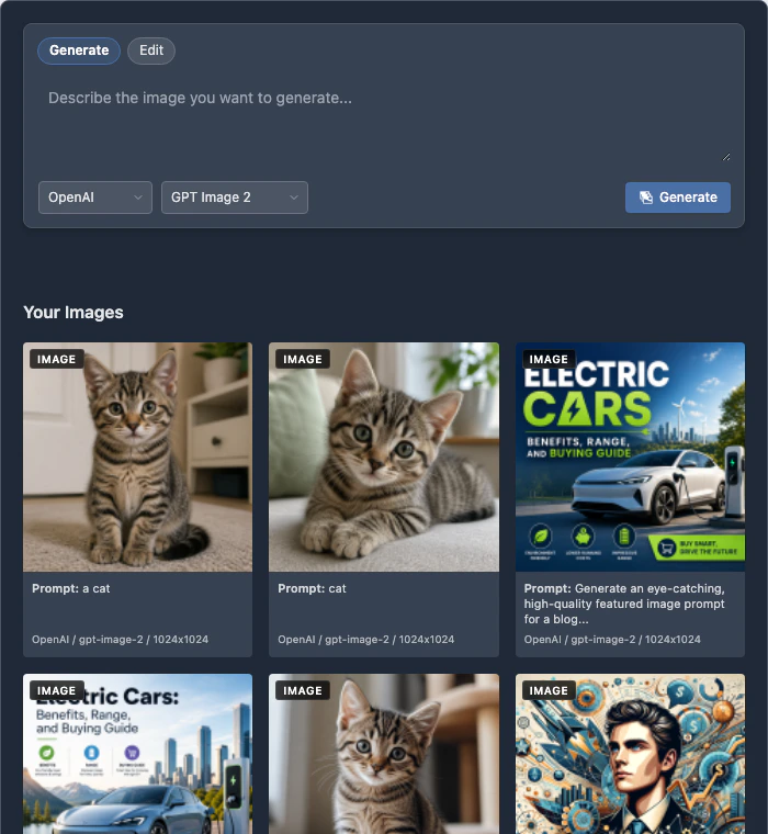 Images frontend generate mode