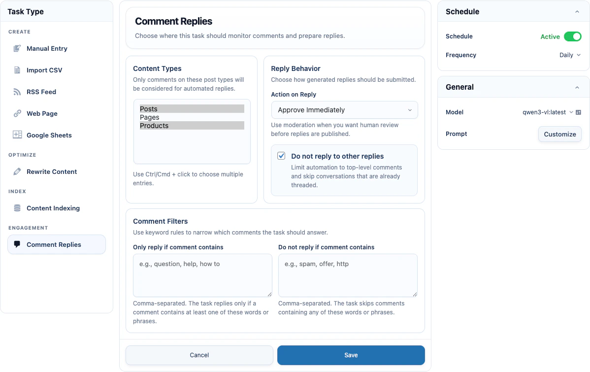 Comment Replies automation