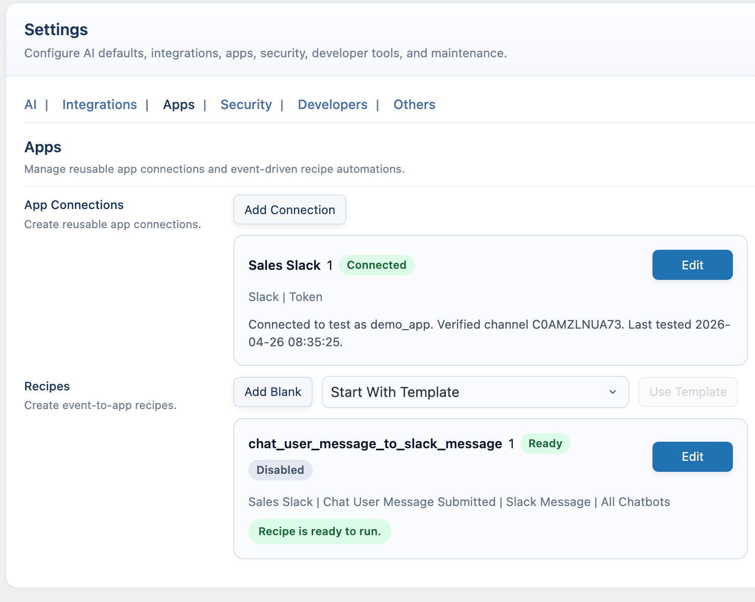 Chatbot Connected Apps