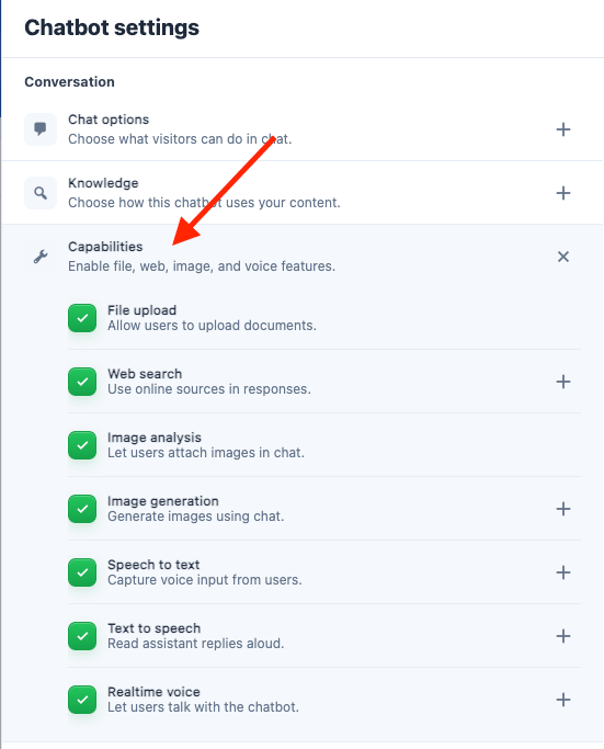 Chatbot capabilities