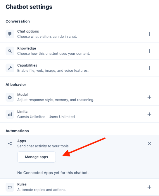 Chatbot Connected Apps
