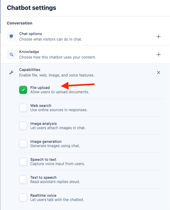 Chatbot File Upload