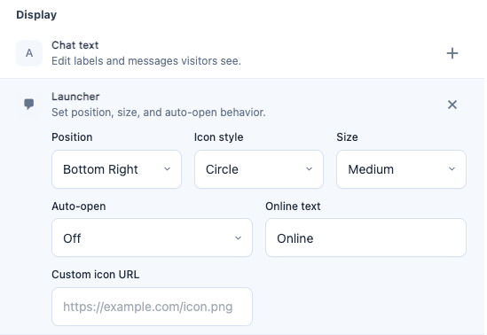 Chatbot popup settings