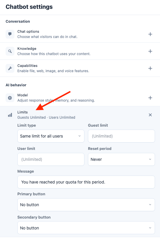 Chatbot Limits
