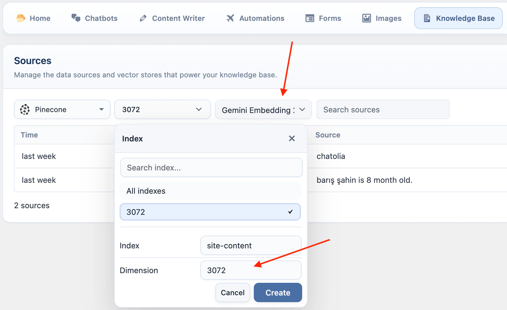 Pinecone Create Index
