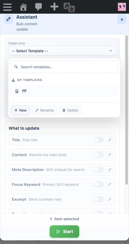 Bulk Assistant modal
