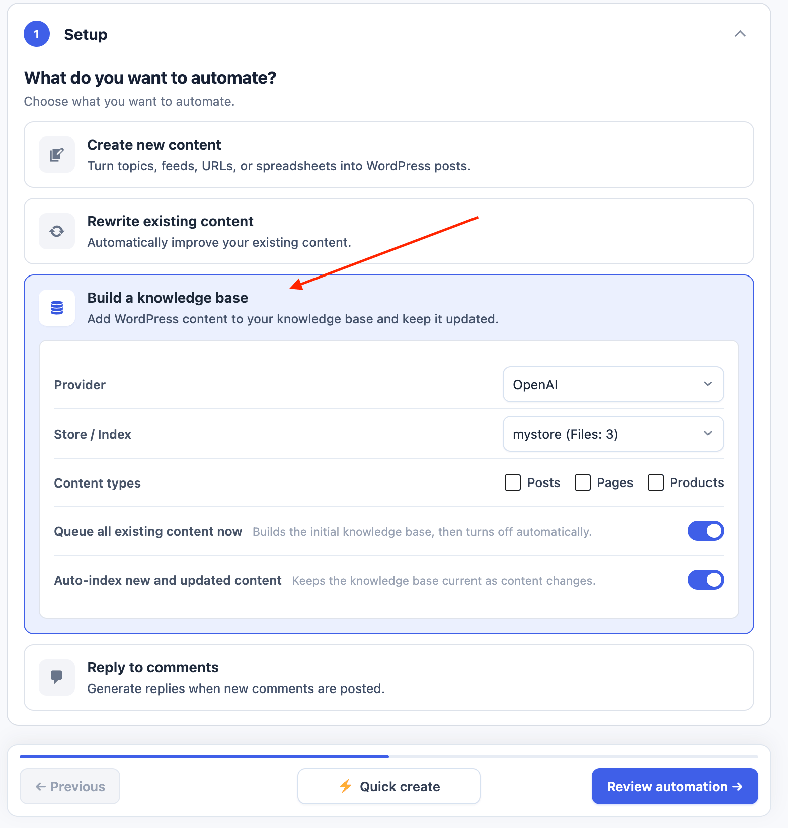 Content Indexing automation