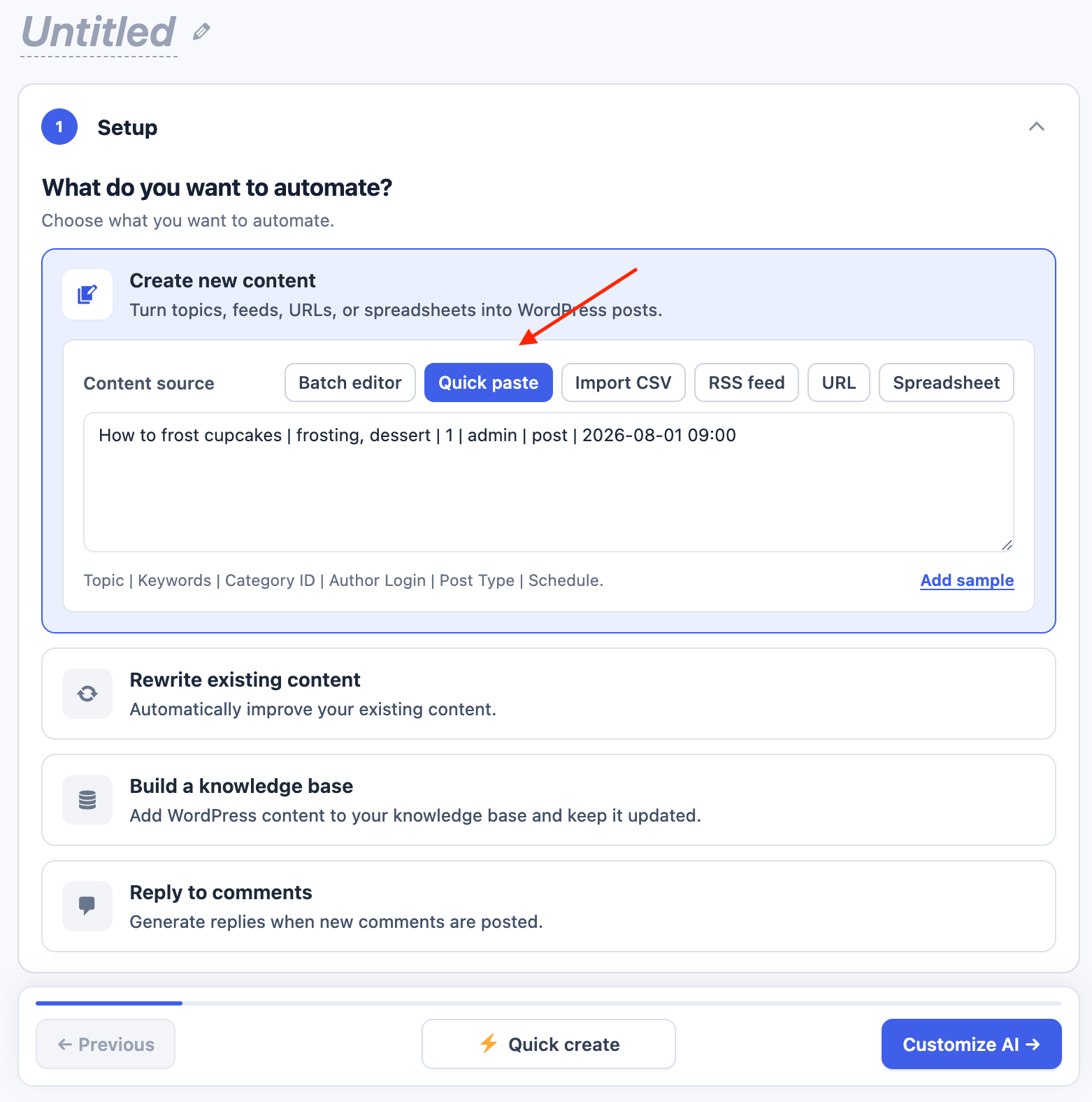 Quick paste for Manual Entry