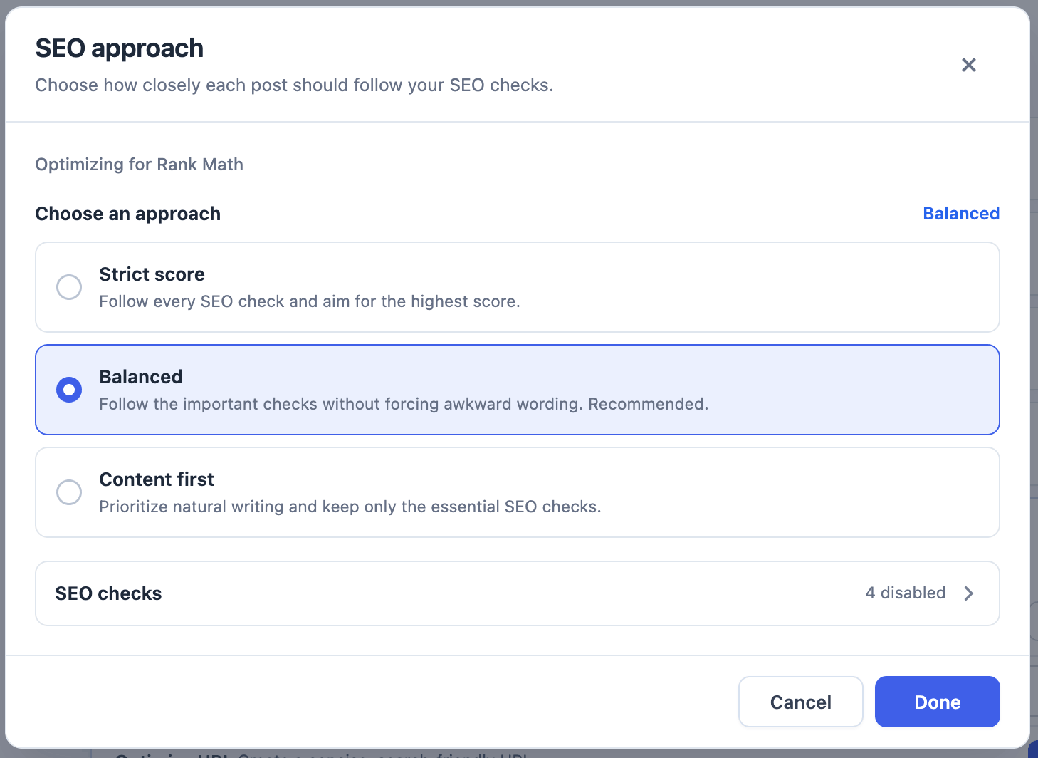 Smart SEO automation settings