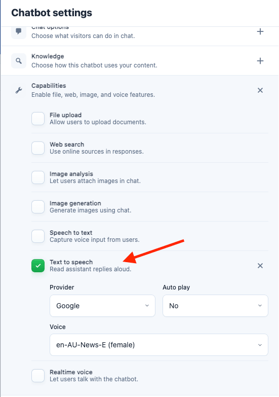 Chatbot Text to Speech