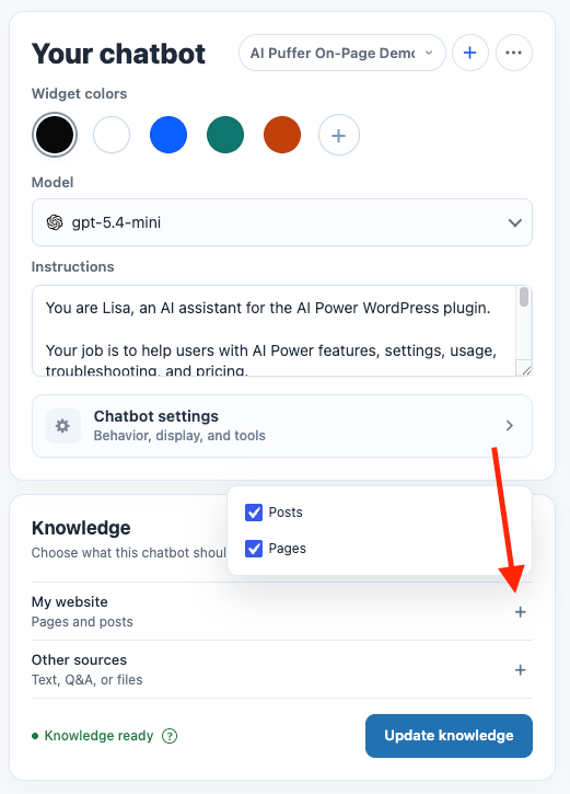 Chatbot knowledge