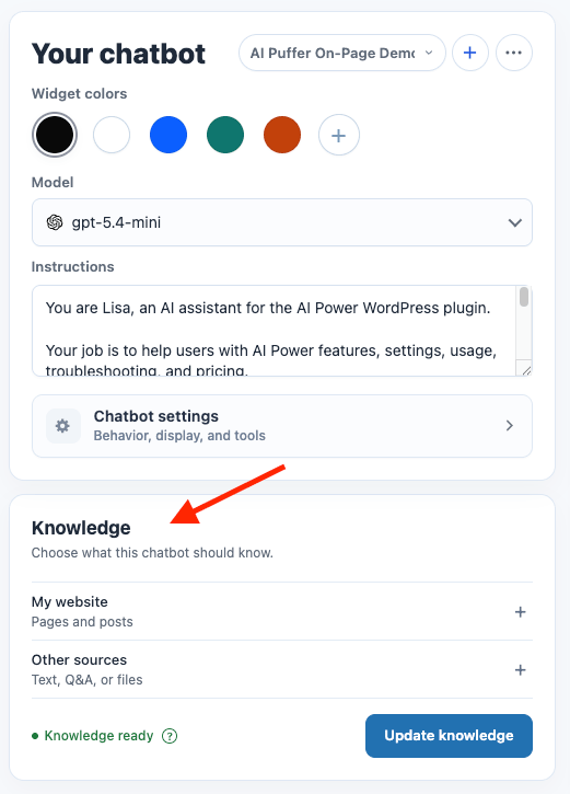 Chatbot knowledge