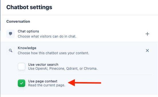 Chatbot Knowledge Settings