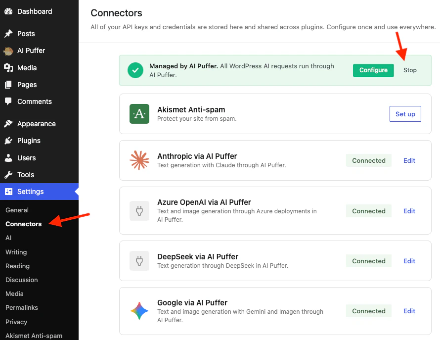 WordPress Connectors API