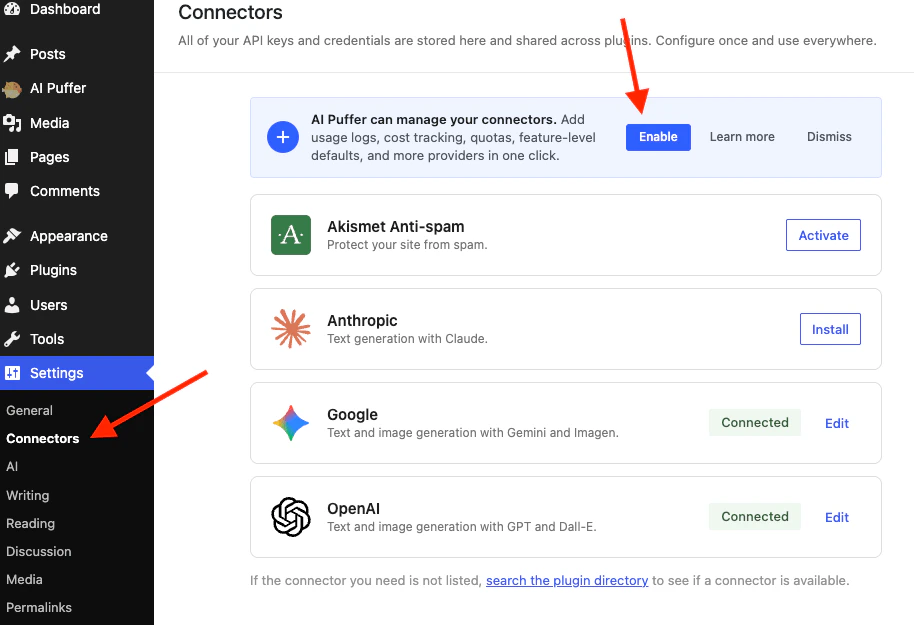 WordPress Connectors API
