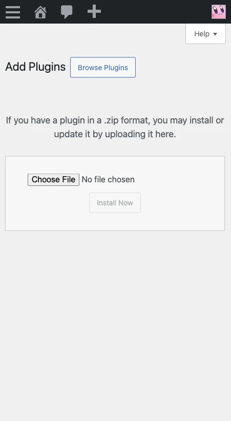 WordPress Upload Plugin screen