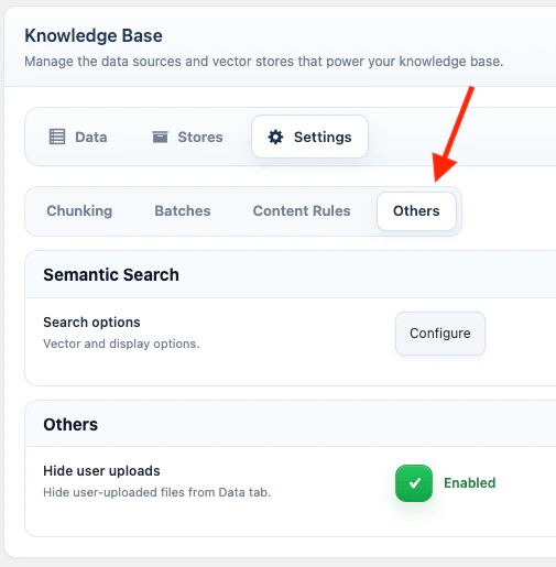 Knowledge Base Semantic Search settings
