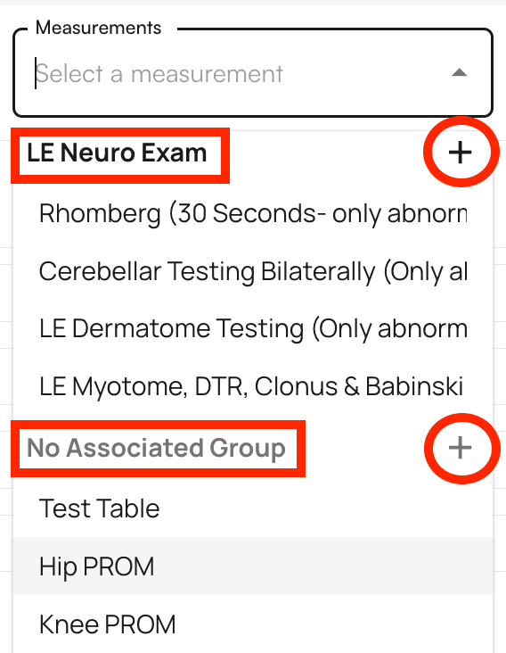 Categorized measurements display