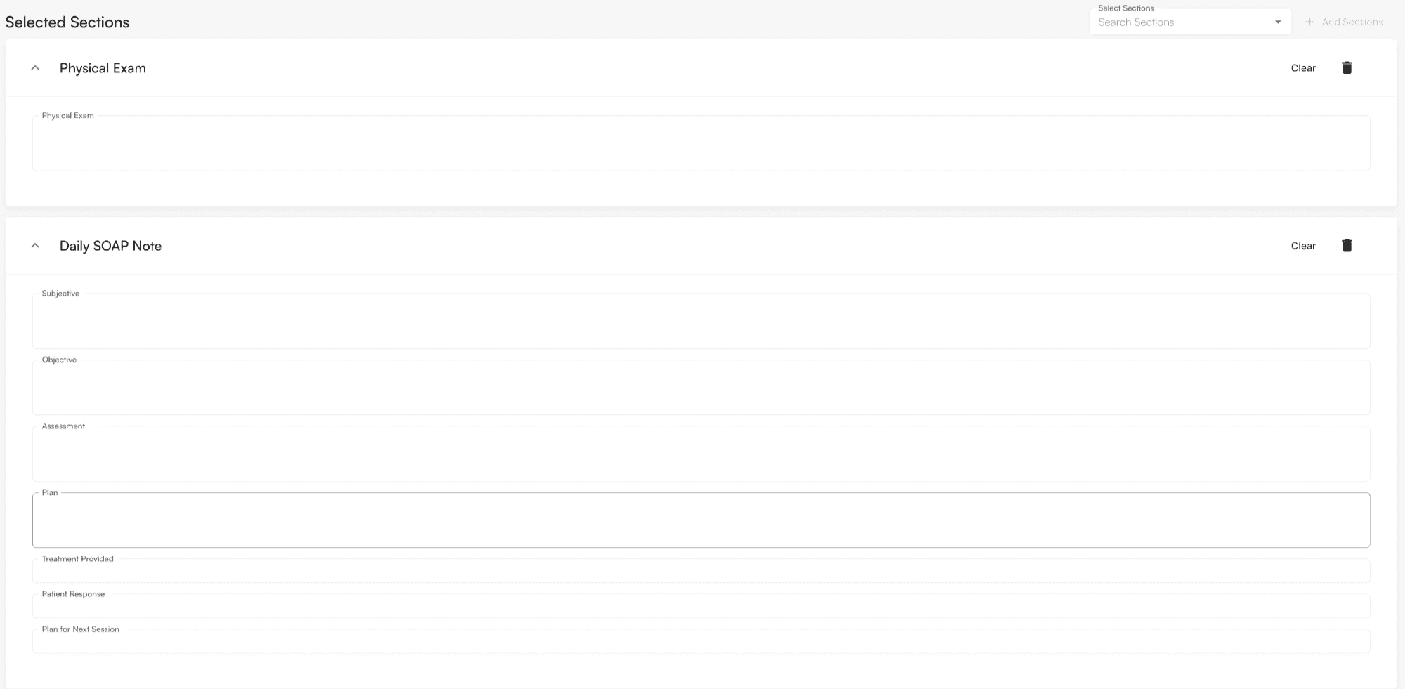 Templates section showing SOAP notes and other templates