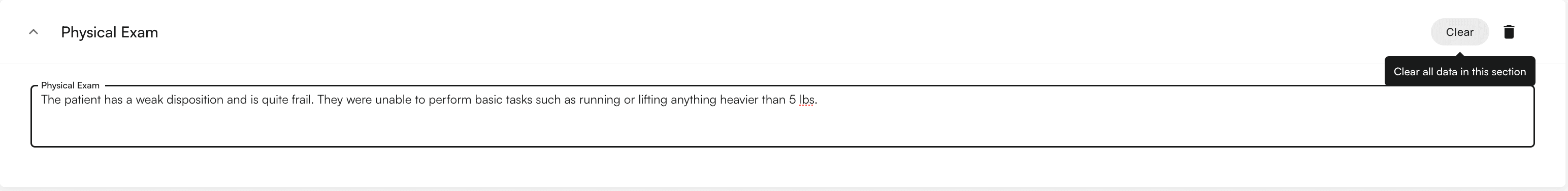 Clear button in template section