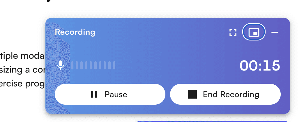 End recording button and upload process