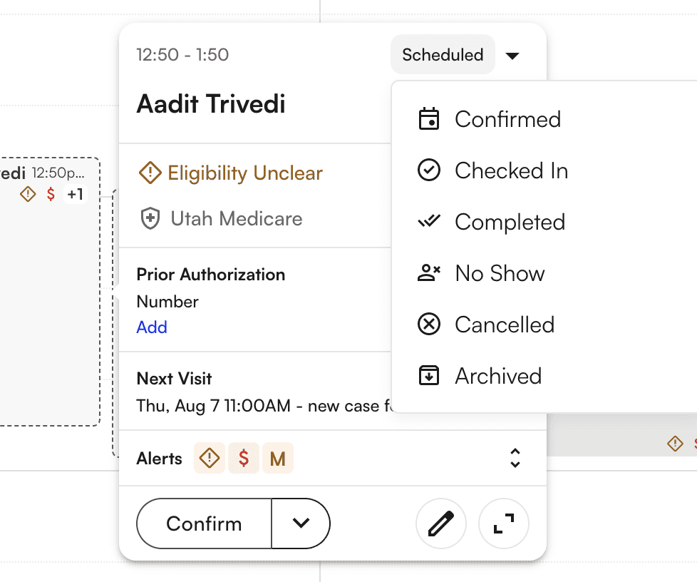 Additional hover actions menu