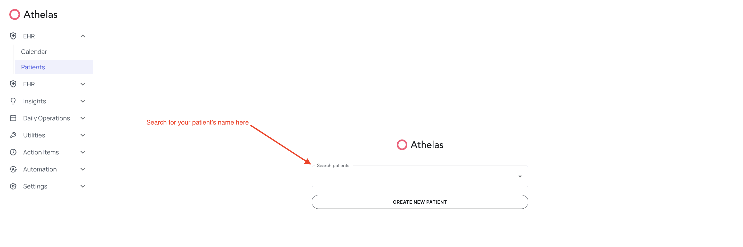 Patient demographics page with cases section