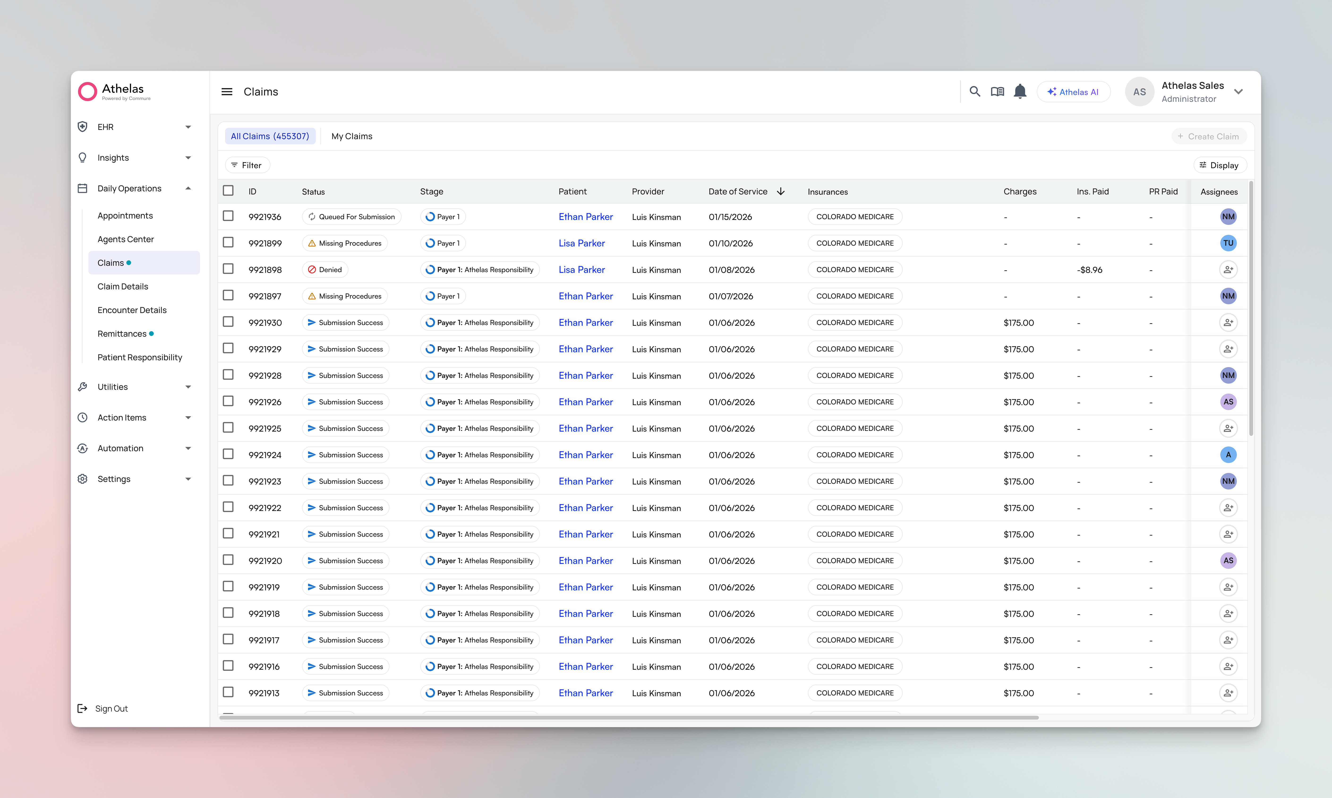 Claims Page Overview