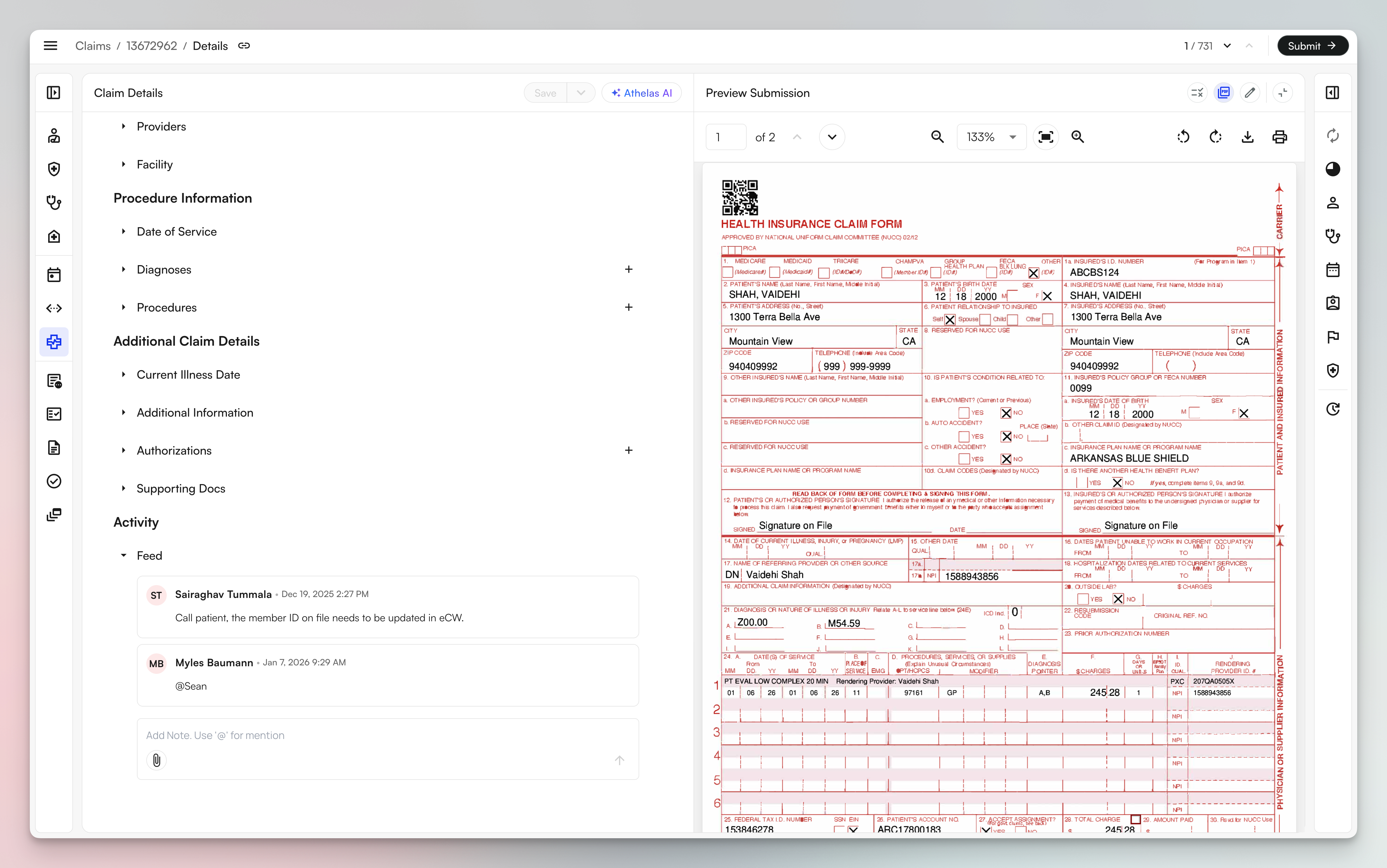 Submission Detail Panel