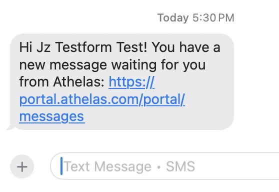 SMS notification Text message notification to patient