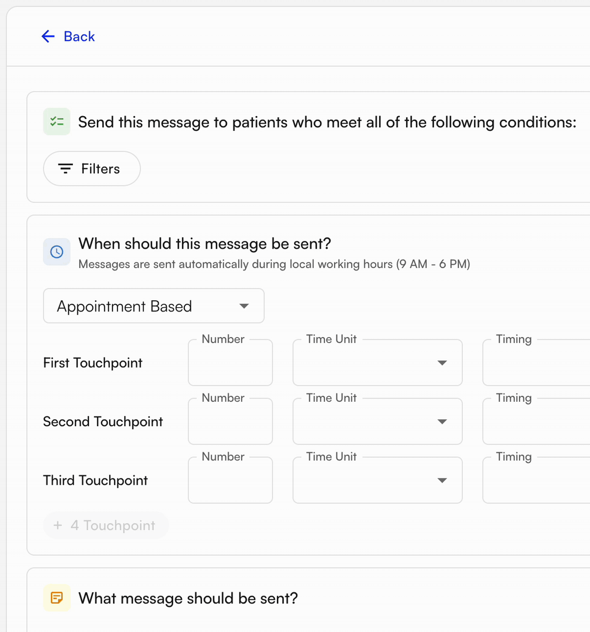 Upcoming Appointments filter