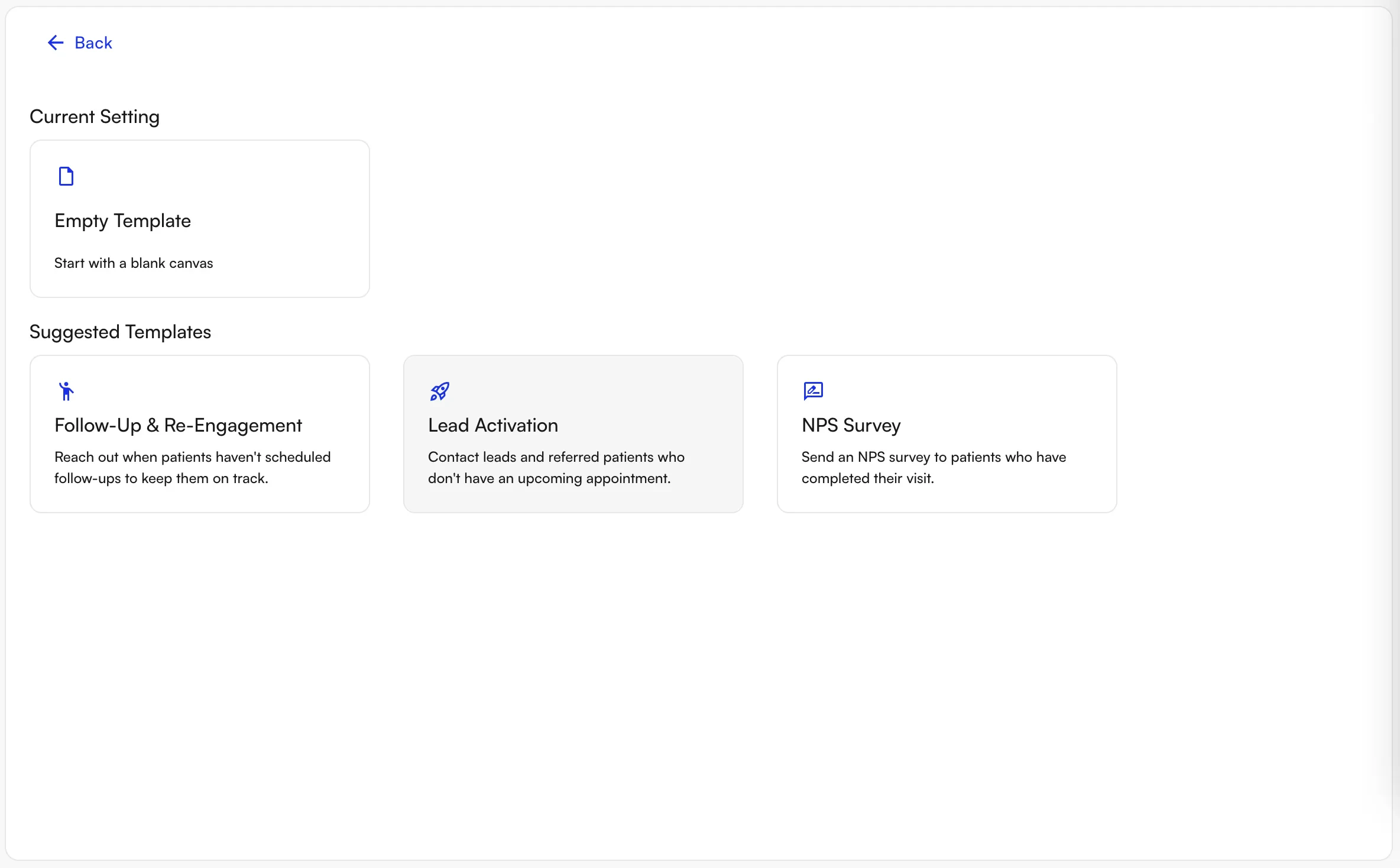 Suggested templates and blank template