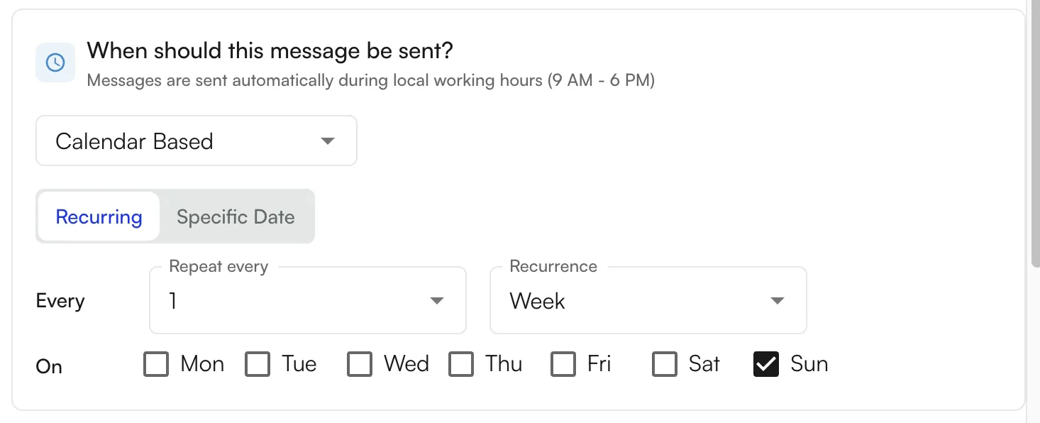 Recurring weekly schedule