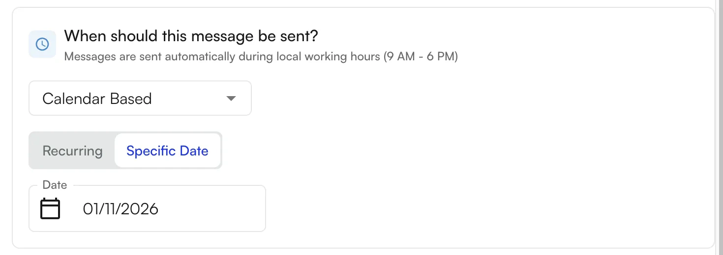 Specific date schedule