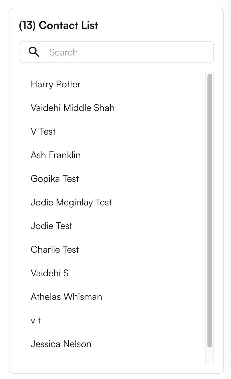 Filtered contact list preview