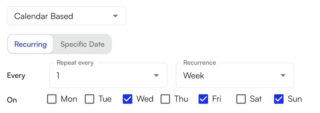 Calendar-Based recurring schedule