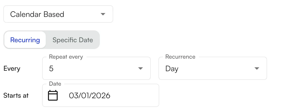 Calendar-Based day-of-week selection