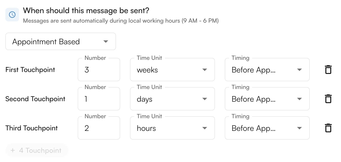 Multiple touchpoints in a workflow