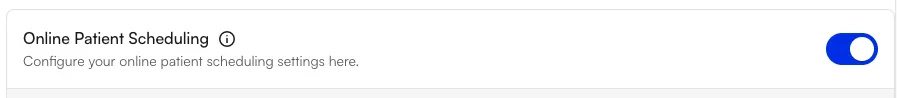 Online Patient Scheduling toggle